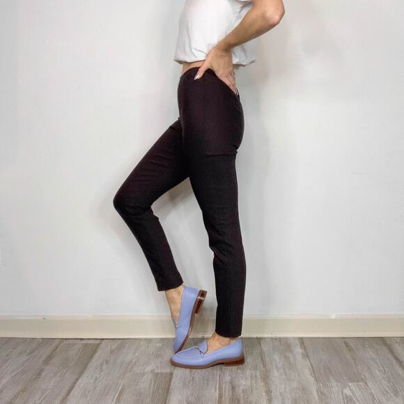 ST. JOHN faux leather pants skinny leg flat front chocolate brown mid rise 3006 - Picture 3 of 14